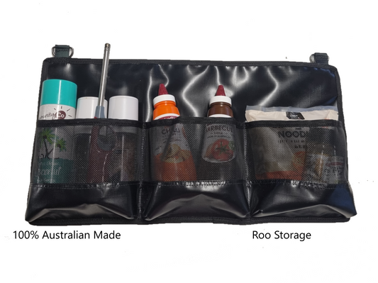 Hanging PVC and mesh 3 pocket Camping and UTE Storage